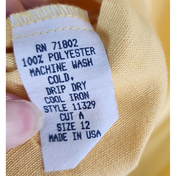 VTG FT LTD Blouse Womens 12 Grannycore Yellow Black Bow 1970s Retro Shirt Top - Picture 7 of 15